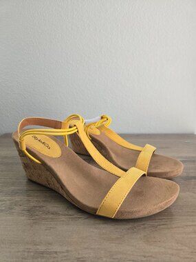 Style & Co Women's Mulan Wedge Heel Slingback Sandals Daffodil Yellow/Gold 8.5M